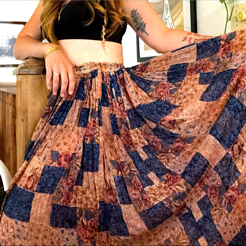 70s bohemian maxi skirt